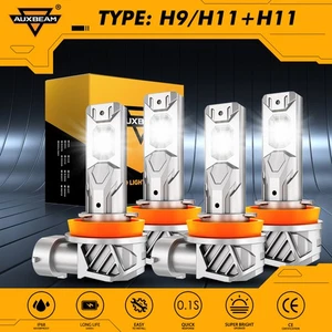 AUXBEAM H11 H9 LED Headlight Super Bright Bulbs Kit White 36000LM High/Low Beam - Picture 1 of 15