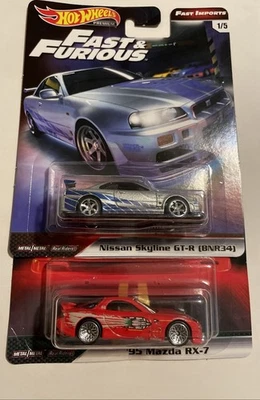 Hot Wheels Fast & Furious Nissan GT-R & Mazda RX-7 Lot - Image 1 of 4