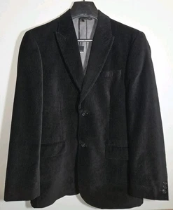 New Perry Ellis Men's Black Corduroy Blazer Jacket Size 40 Regular 2 Button - Picture 1 of 10