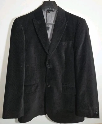 Perry Ellis Men's Black Corduroy Blazer Jacket Size 40 Regular 2 Button - Image 1 of 4