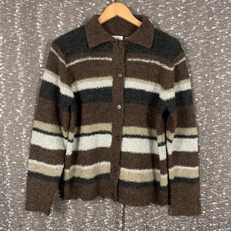 Cárdigan suéter vintage a rayas Jason Maxwell mezcla de lana para mujer pequeño mediano Foto 1 de 4