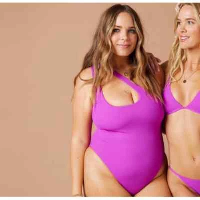 L * Space Phoebe цельный ребристый женский купальный костюм розовый Pitaya плавать 12 XL - Изображение 1 из 4