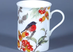 Taza lata porcelana hueso #1 STECHCOL PINTADA BANDERÍN Y BAYAS ROJAS - Imagen 1 de 3