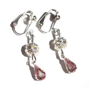 Ohrclips rosa silberf klar Strass - Bild 1 von 3