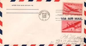 SCOTT#: C32 DC-4 SKYMASTER 5¢ SEP 25 1946 WASHINGTON DC FIRST DAY COVER FDC BX7 - Picture 1 of 1