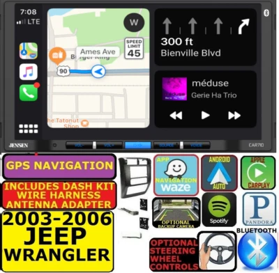 03-06 JEEP WRANGLER TJ SISTEMA DE NAVEGAÇÃO GPS APPLE CARPLAY ANDROID AUTO STEREO - Imagem 1 de 4