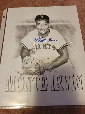 MLB New York Giants Monte Irvin Signed 8x10 Art Print - Image 1 of 3