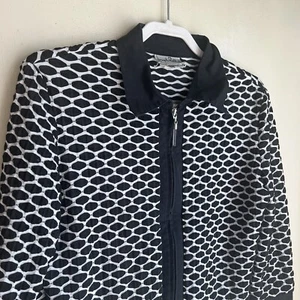 Vintage Joseph Ribkoff Full Zip Jacket Size 12 Black/ White Textured Embossed - Picture 1 of 16