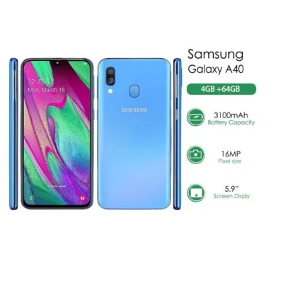 Samsung Galaxy A40 A405F Dual SIM 4GB RAM 64GB ROM 16MP 5.9'' NFC Smartphone - Image 1 of 4