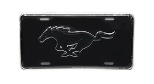 Licensed FORD MUSTANG BLACK BACKGROUND EMBOSSED METAL CAR NOVELTY LICENSE PLATE - Picture 1 of 15