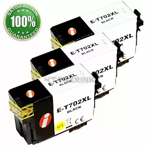Cartuchos de tinta negra 702XL 3 un. para Epson 702 Workforce WF-3720 WF-3730 WF-3733 - Imagen 1 de 2