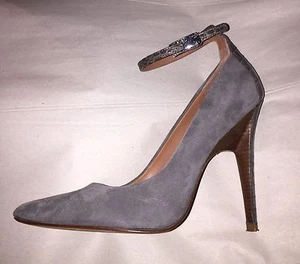 pre-loved SIGERSON MORRISON gray suede & crocodile SIZE 7 STILLETO w/ankle strap - Picture 1 of 9