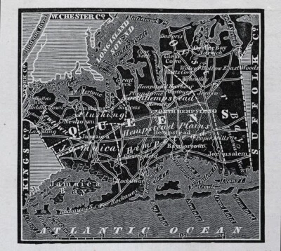 1836 Gordon Woodcut Map Queens County Borough New York City Jamaica Long Island - Image 1 of 3