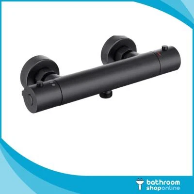 BATH SUPERMARKET Thermostatic Exposed Bar Shower Mixer Valve Tap Black