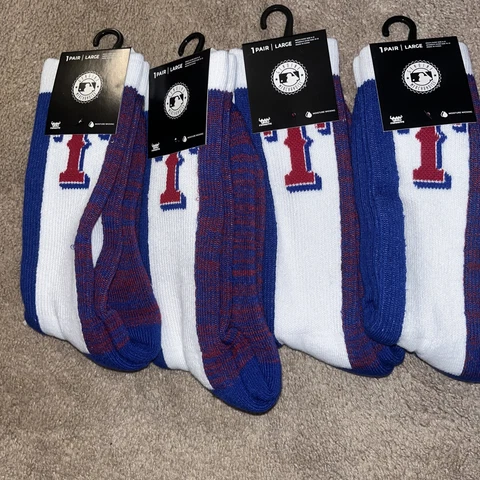Texas Rangers Socks Mens Large (9-13) 4 MLB Genuine Merchandise Cover