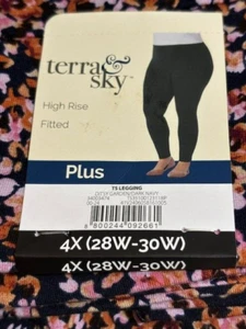 Terra & Sky Women's High Rise Leggings, 27” Inseam High Rise Fitted Size 4X - Picture 1 of 5