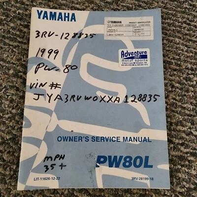Manual de reparación de servicio para propietarios de motocicletas Yamaha PW80L 1998 Foto 1 de 3