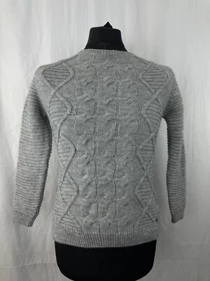 Womens Barbour Court Crew Jumper thick knit alpaca Grey Wool Size 8-10 small med - Image 1 of 4