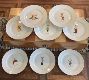 Lot 8 Rainbow Mountain Christmas Reindeer Santa Salad Dessert Appetizer Plates - Picture 1 of 5
