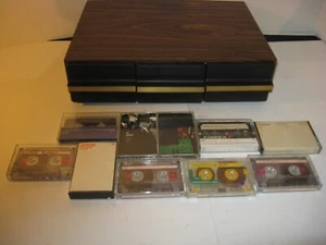 Vintage / Cassette Tape 3 Drawer Storage Case / Holds 36 / Faux Wood + tapes gr - Picture 1 of 3