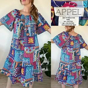 VTG 80S 90S NWOT APPEL COLORFUL MUUMUU HOUSE DRESS VIBRANT PATIO DRESS SIZE L - Picture 1 of 11