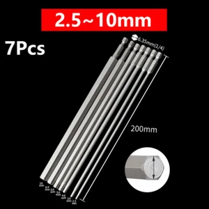 7Pcs Extra Long 200mm Hex Key Allen Bit Set Impact Driver Magnetic Screwdriver - Picture 1 of 6