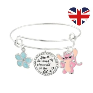 Lilo And Stitch Bangle Bracelet She Believed She Could So She Did Angel Disney - Picture 1 of 1