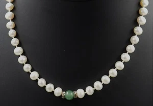 Freshwater Pearl, Aventurine & Rhinestone Necklace Fashion Women's Jewellery - Picture 1 of 9