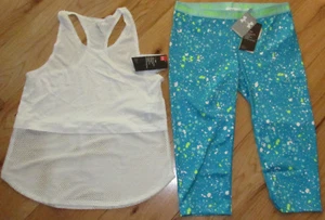 Under Armour white tank top & patterned cropped capri leggings NWT girls' XL YXL - Picture 1 of 1