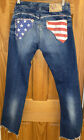 Animo Donna Women Italian Raw Hem Distressed Flag Liberty Size D-32/Xs Jeans