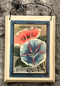 Seed Packet Plaque Kitchen Wall Hanging Repro BURT'S MORNING GLORY Flower - Picture 1 of 4