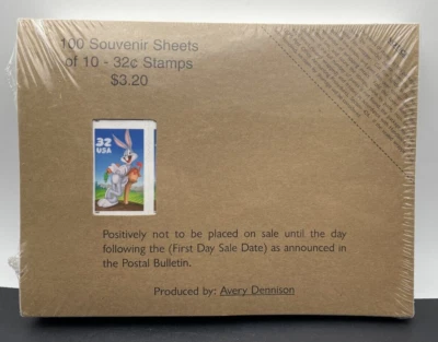 NIP Bugs Bunny 32 Cent US Postage Stamps 100 Souvenir Sheets Rare Vintage MNH - Image 1 of 3