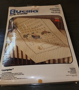 Vintage Bucilla Crib Cover Sampler Quilt Needlepoint Craft Kit 40 X 60 - Picture 1 of 4