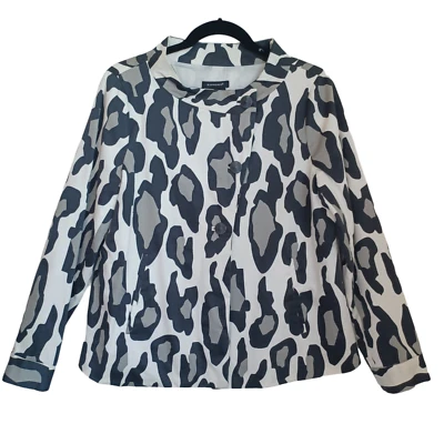 Sandro Animal Print Jacket Blazer Abstract Black Gray Fully Lined Womens Medium — 第 1/4 张图片