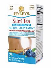 2 Packs of Hyleys Slim Tea No GMO Blueberry 100 Natural 25 T-bags Exp 09/ 2021