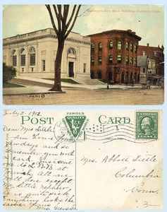 New Bank Building Danbury Connecticut 1912 Leighton Postcard Architecture - Imagen 1 de 1