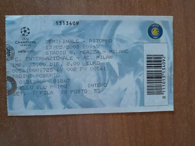 Biglietto Ticket Calcio Stadio INTER vs MILAN Champions League 2002 03 2003 - Immagine 1 di 2