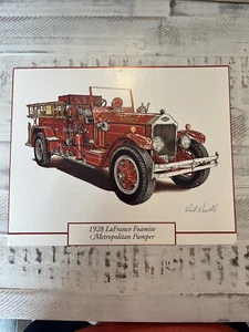 1928 LaFrance Foamite Feuerwehrauto Pumper Kunstdruck Kalender Anzeige 12"x9,5" - Bild 1 von 3