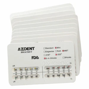 AZDENT Dental Orthodontic Metal Bracket Braces Mini MBT 022 3-4-5 Hooks - Picture 1 of 16