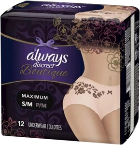Ropa interior boutique Always Discreet para incontinencia para mujer - Paquete de 12 protección máxima - Imagen 1 de 3