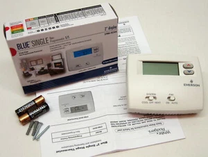 1F86-0244 Emerson White Wall Thermostat Heat/Cool Heat Pump Non Programmable - Picture 1 of 3
