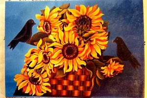 JANE DILLON SUNFLOWER FIRESCREEN PATTERN PACK ACRYLIC - Picture 1 of 3