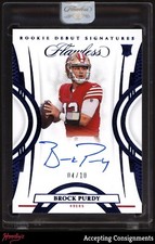 2022 Panini Flawless Rookie Debut Signatures Sapphire Brock Purdy RC AUTO 04/10