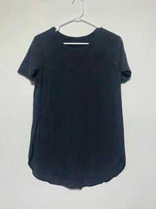 Lululemon Womens No Size Dot Dark Gray Basic Cotton Short Sleeve Shirt Stained - Picture 1 of 6