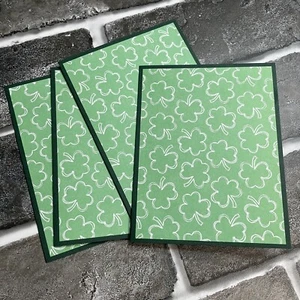 Lucky Shamrock Handcrafted Blank Note Cards, Greeting cards, lot Of 4 - Picture 1 of 2
