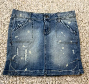 Calvin Klein Women's Distressed Denim Stretch Blue Jean Skirt Size 4 , (32x15) - Picture 1 of 8