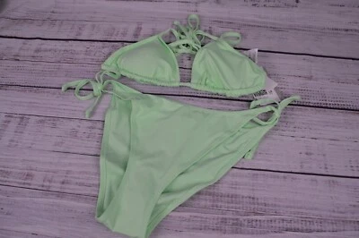 TRAJE DE BAÑO BIKINI DE DOS PIEZAS PARA MUJER H&M TALLA 14 CUELLO CORBATA VERDE PLAYA VERANO Foto 1 de 4