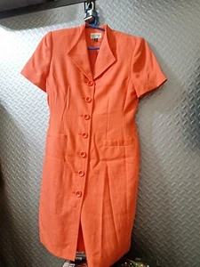 Vintage Women’s 8p Kasper Yellow Button Down Pencil Dress - Picture 1 of 6
