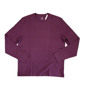 NWT J. Crew Men's Elderberry Purple/Maroon Long-Sleeve Jersey Tee - SIZE M - Picture 1 of 10