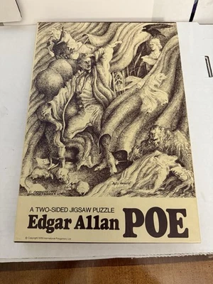 Quebra-cabeça Edgar Allan Poe dois lados Gustave Dore Phyllis Herfield 1978 15x21 500 peças - Imagem 1 de 2